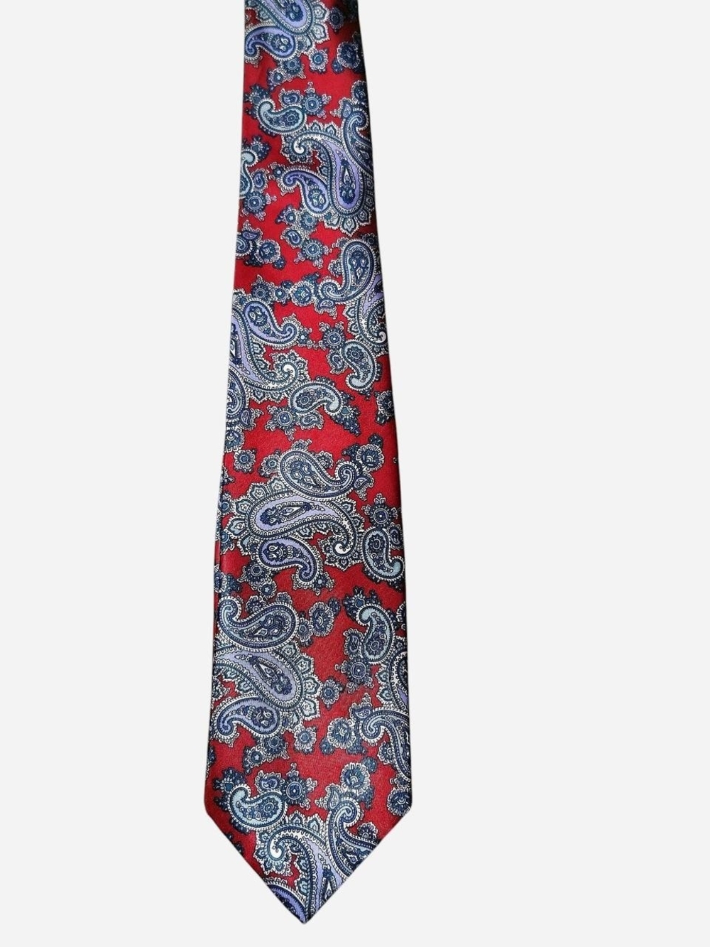Etienne Aigner Red Paisley Silk Tie with Blue Accents